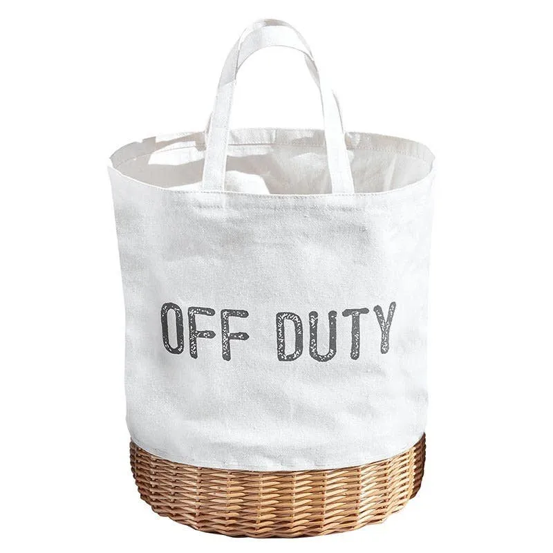 Canvas & Wicker Picnic Bag