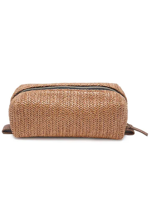 Caramel Raffia Weave Sleek Pouch