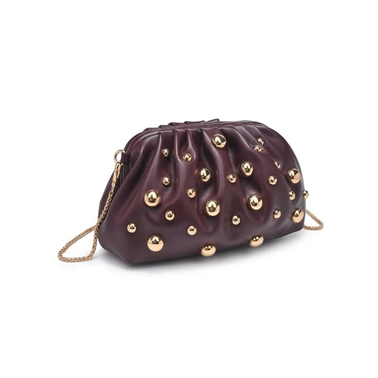 Carey Studded Clutch Wine