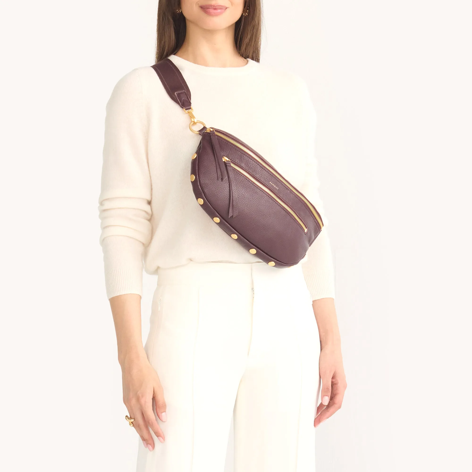 Charles Crossbody | Cabernet Pebble/Brushed Gold | Lrg