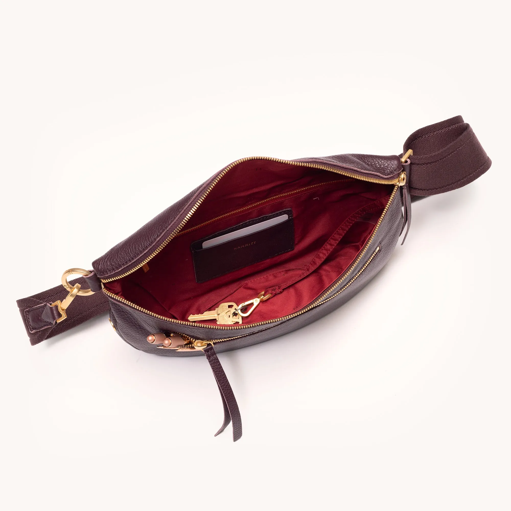 Charles Crossbody | Cabernet Pebble/Brushed Gold | Lrg