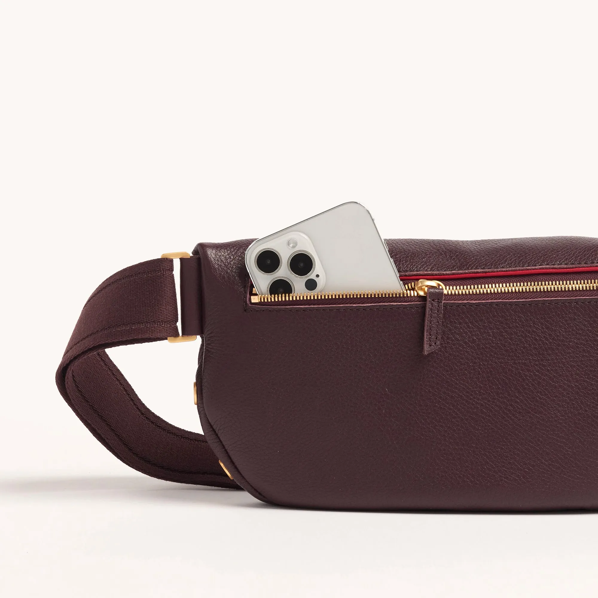 Charles Crossbody | Cabernet Pebble/Brushed Gold | Lrg