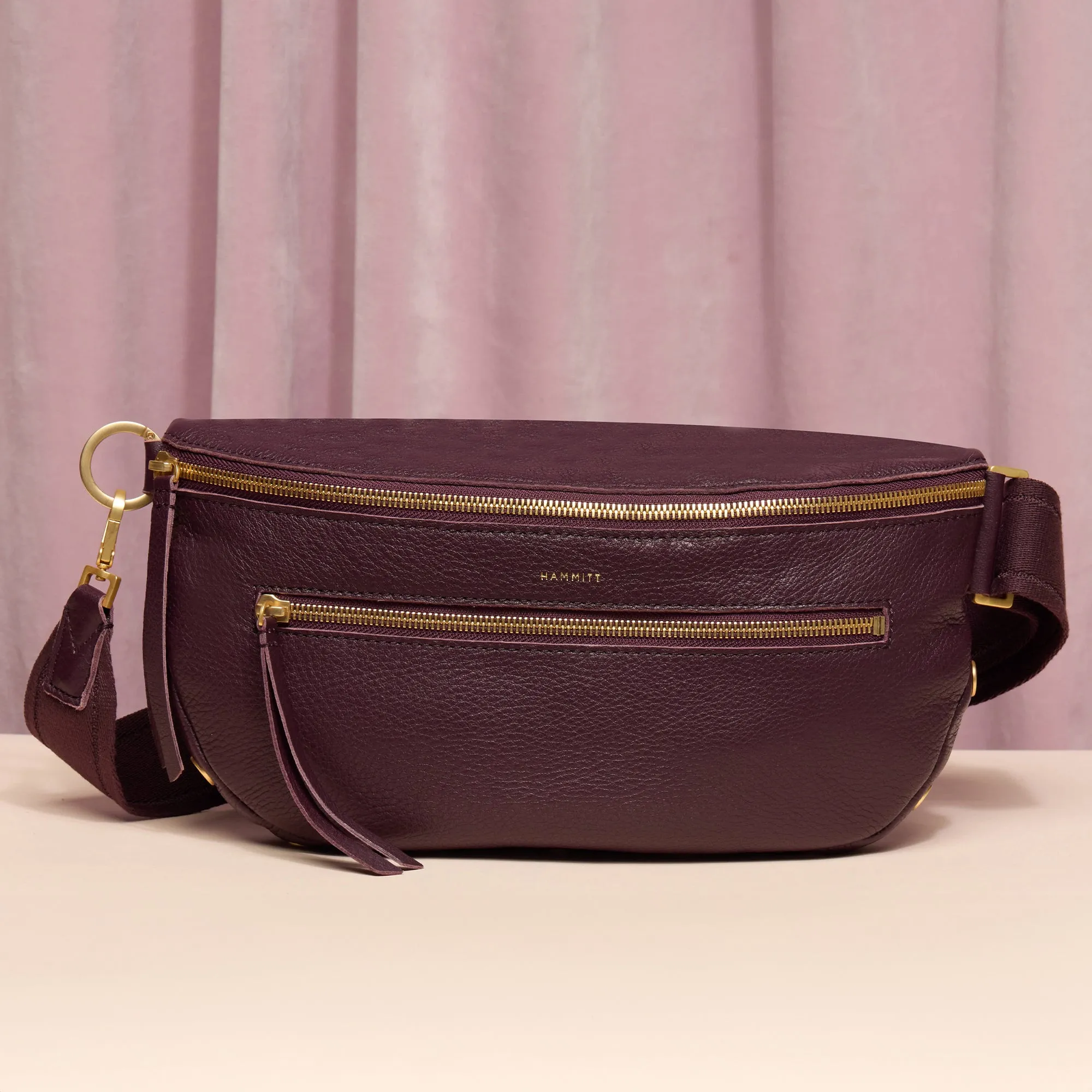 Charles Crossbody | Cabernet Pebble/Brushed Gold | Lrg