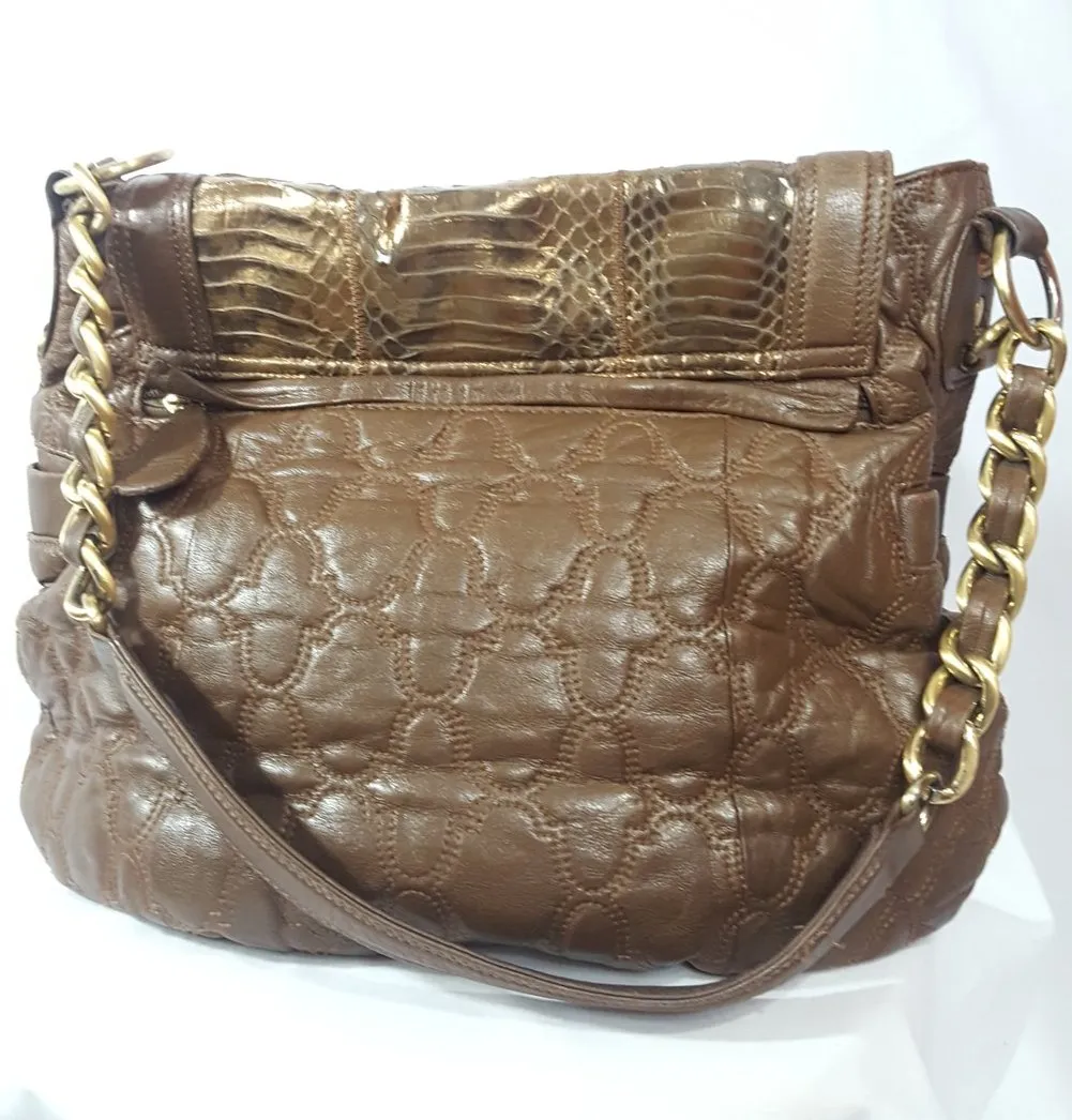 Chi by Falchi Leather and Snakeskin Shoulder Bag