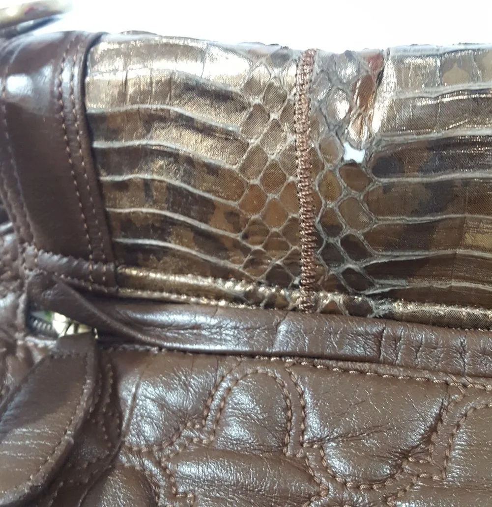 Chi by Falchi Leather and Snakeskin Shoulder Bag