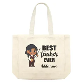 Chibi Teachers Indian Woman Best Teacher Ever Addname Shopping Bag