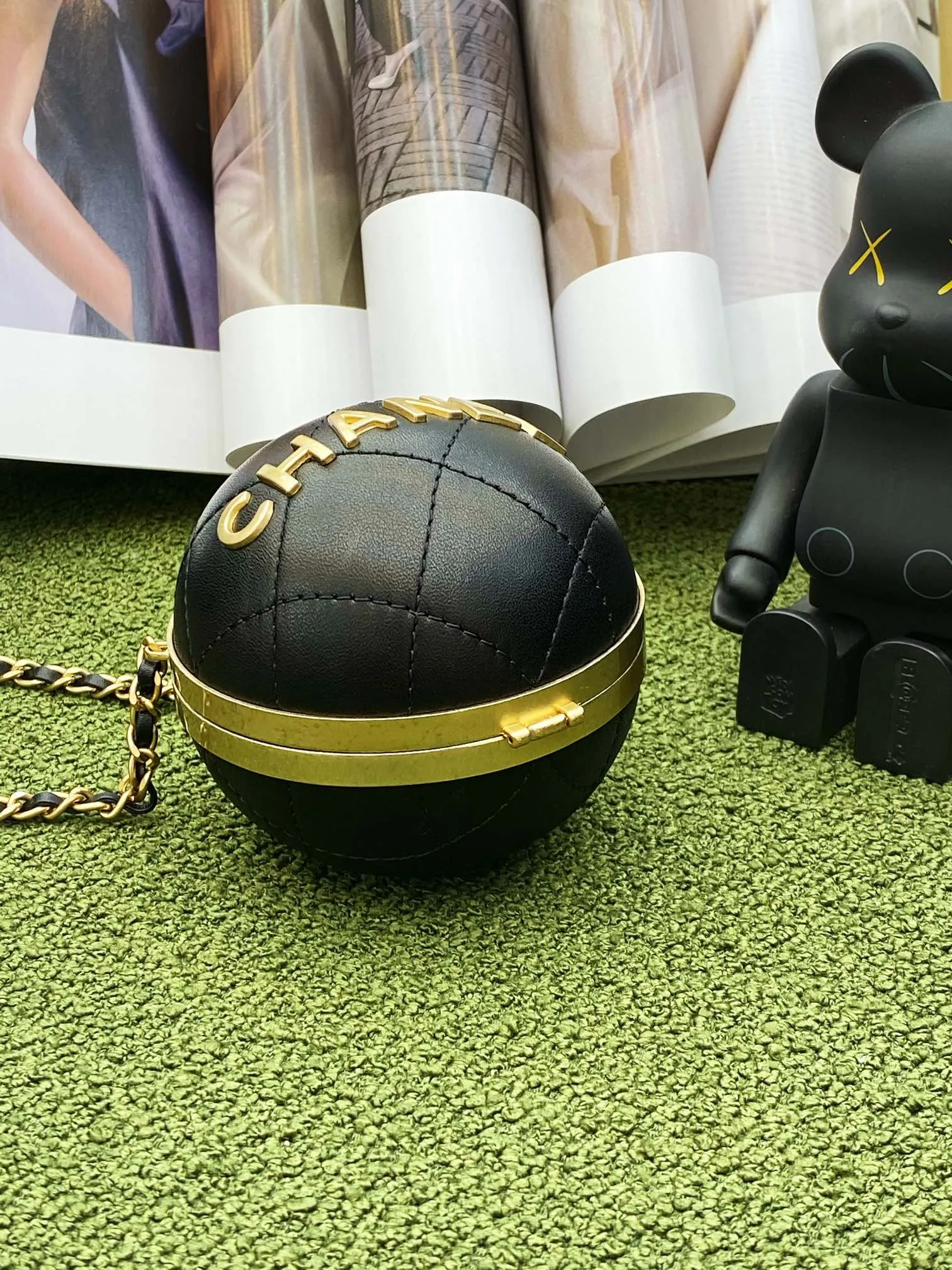 CHL Ball Bag Black and Gold Chain Bag For Women 23.5cm/9.25in