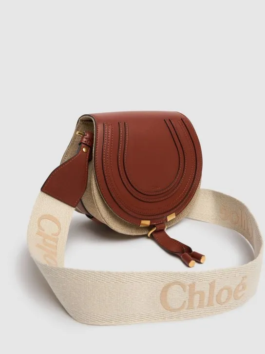 Chloé   Small Marcie linen &amp; leather bag 