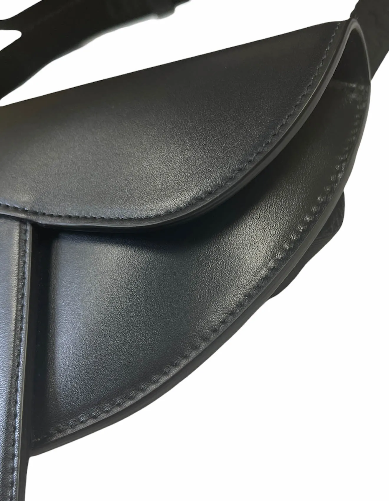 Christian Dior Black Leather Saddle Pouch Belt Bag