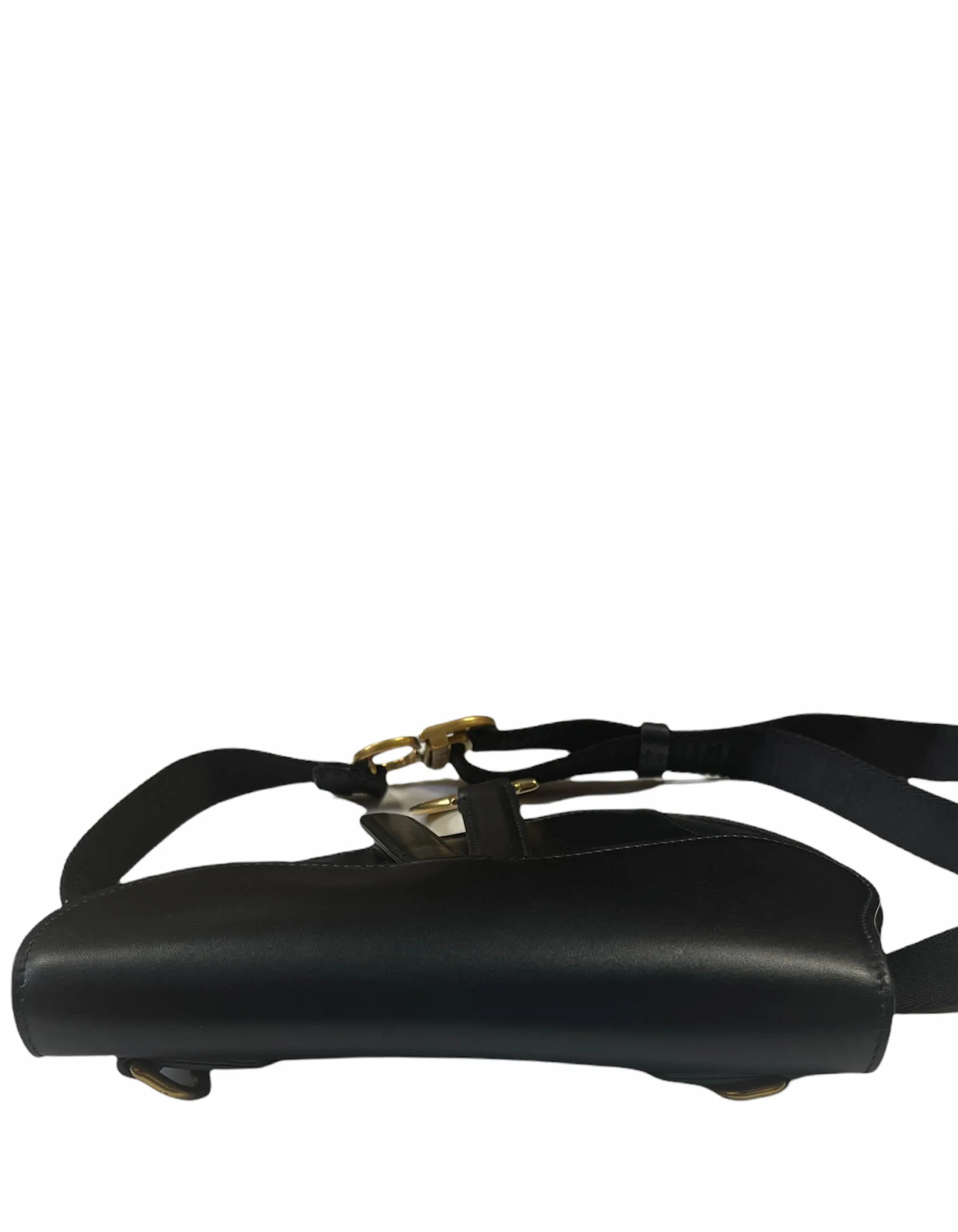 Christian Dior Black Leather Saddle Pouch Belt Bag