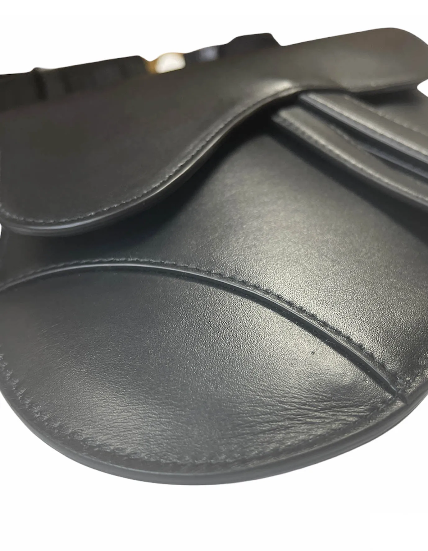 Christian Dior Black Leather Saddle Pouch Belt Bag