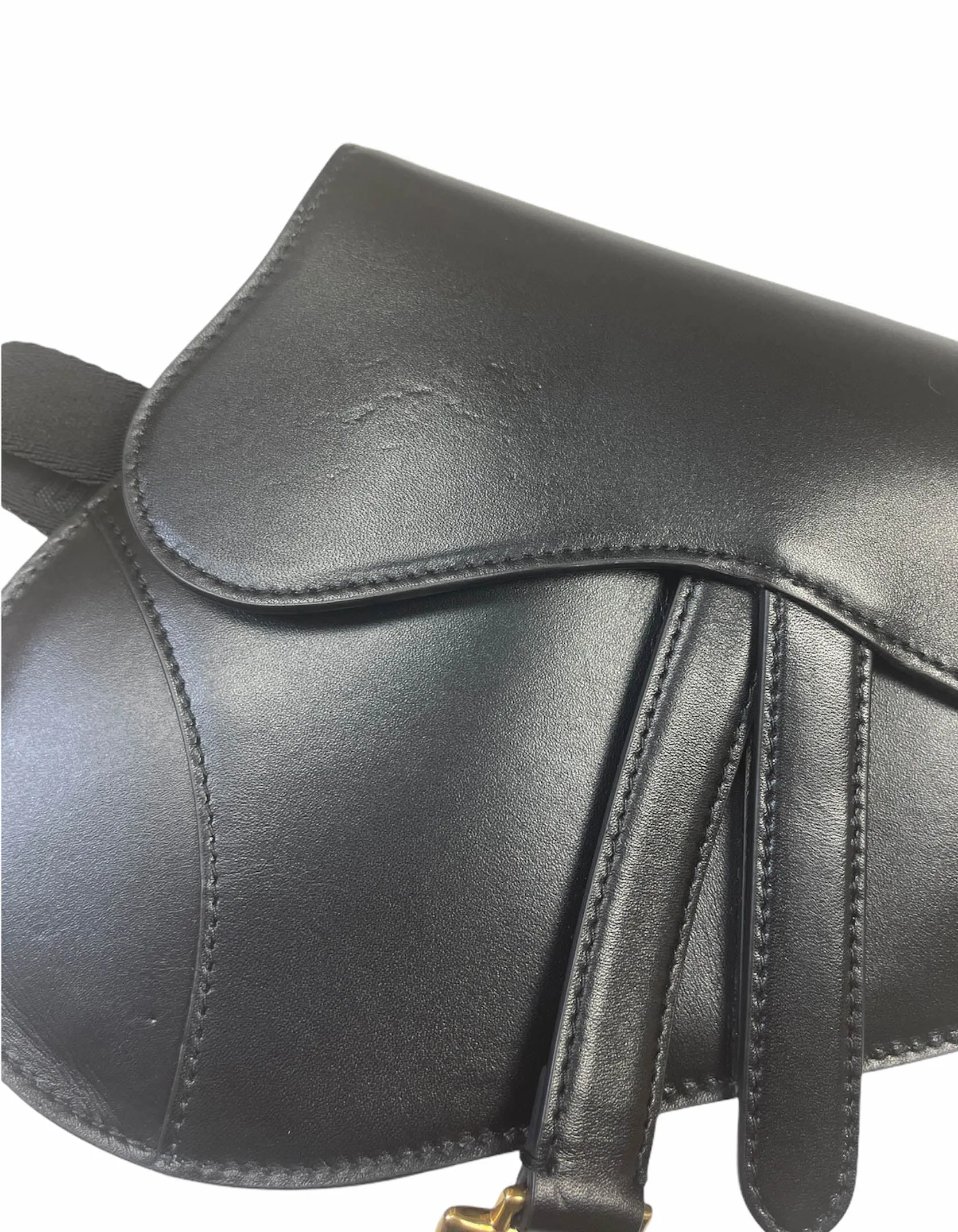 Christian Dior Black Leather Saddle Pouch Belt Bag