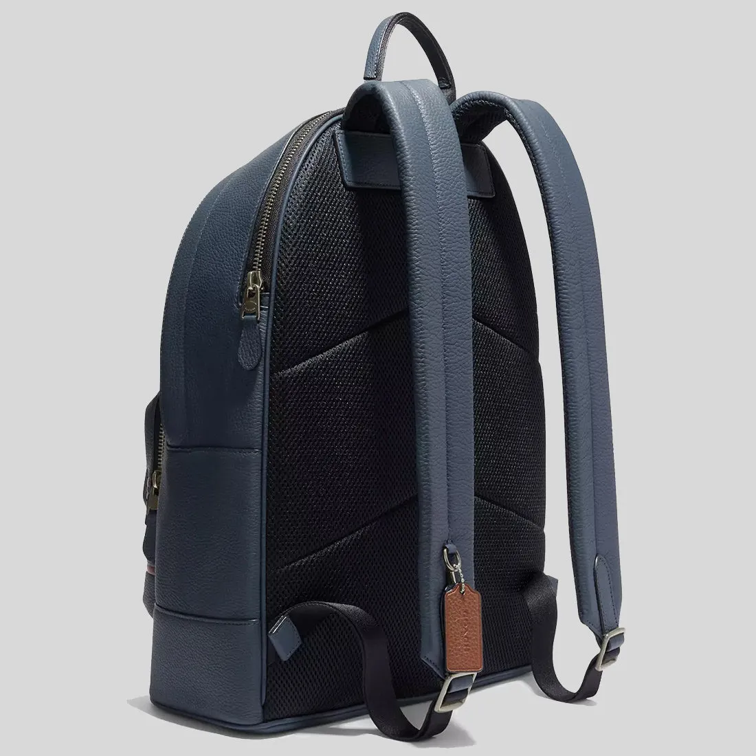 COACH West Backpack With Coach Stripe Gunmetal/Denim Multi CG995