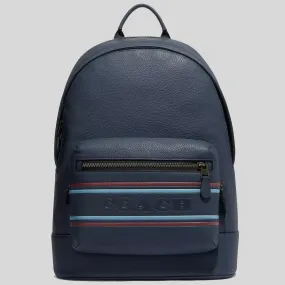 COACH West Backpack With Coach Stripe Gunmetal/Denim Multi CG995