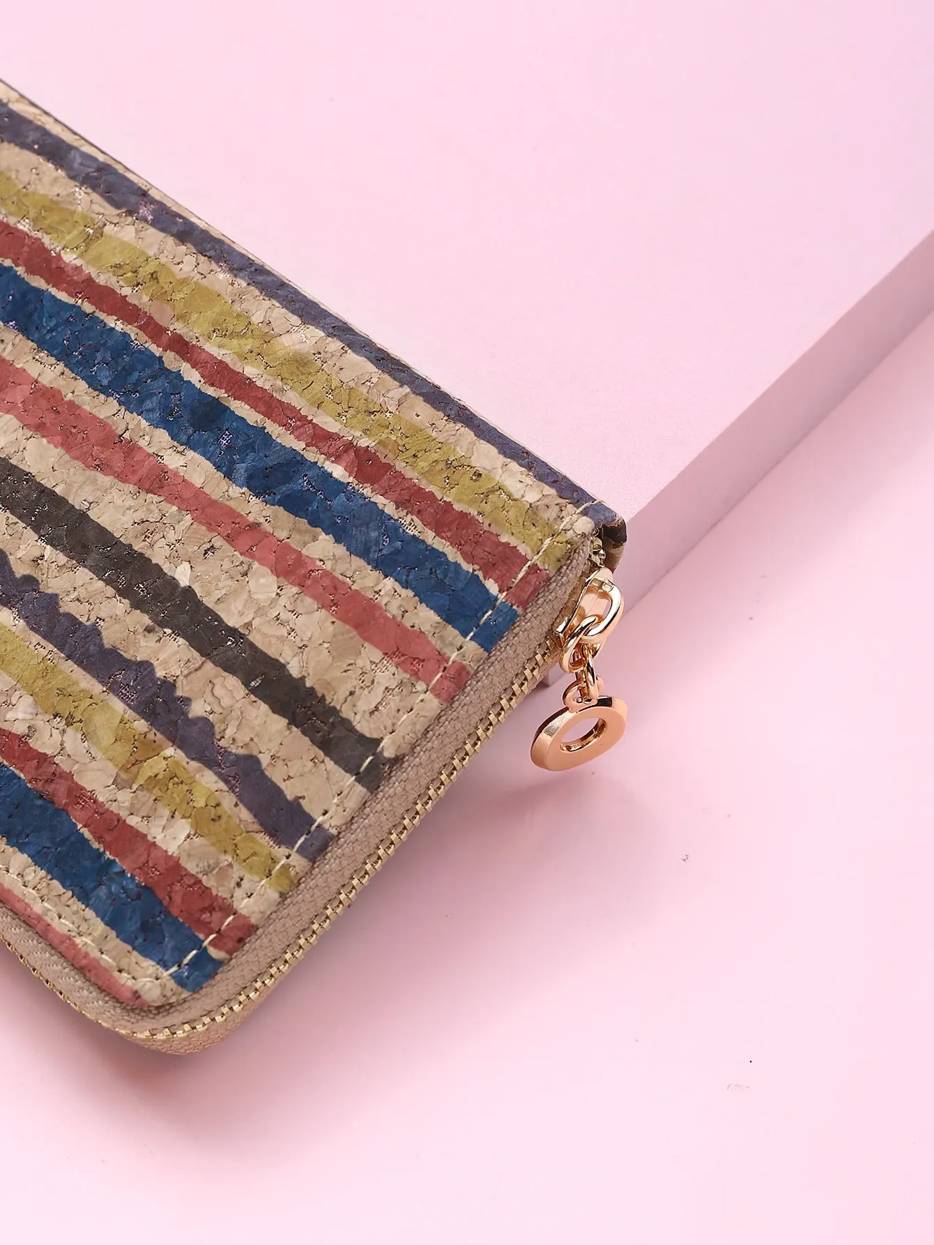 Color Block Zip Around Long Purse