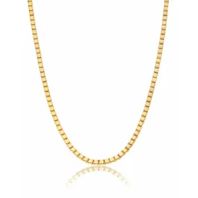 CRISLU Mens 18" Matte Box Chain Necklace In 18KT Yellow Gold