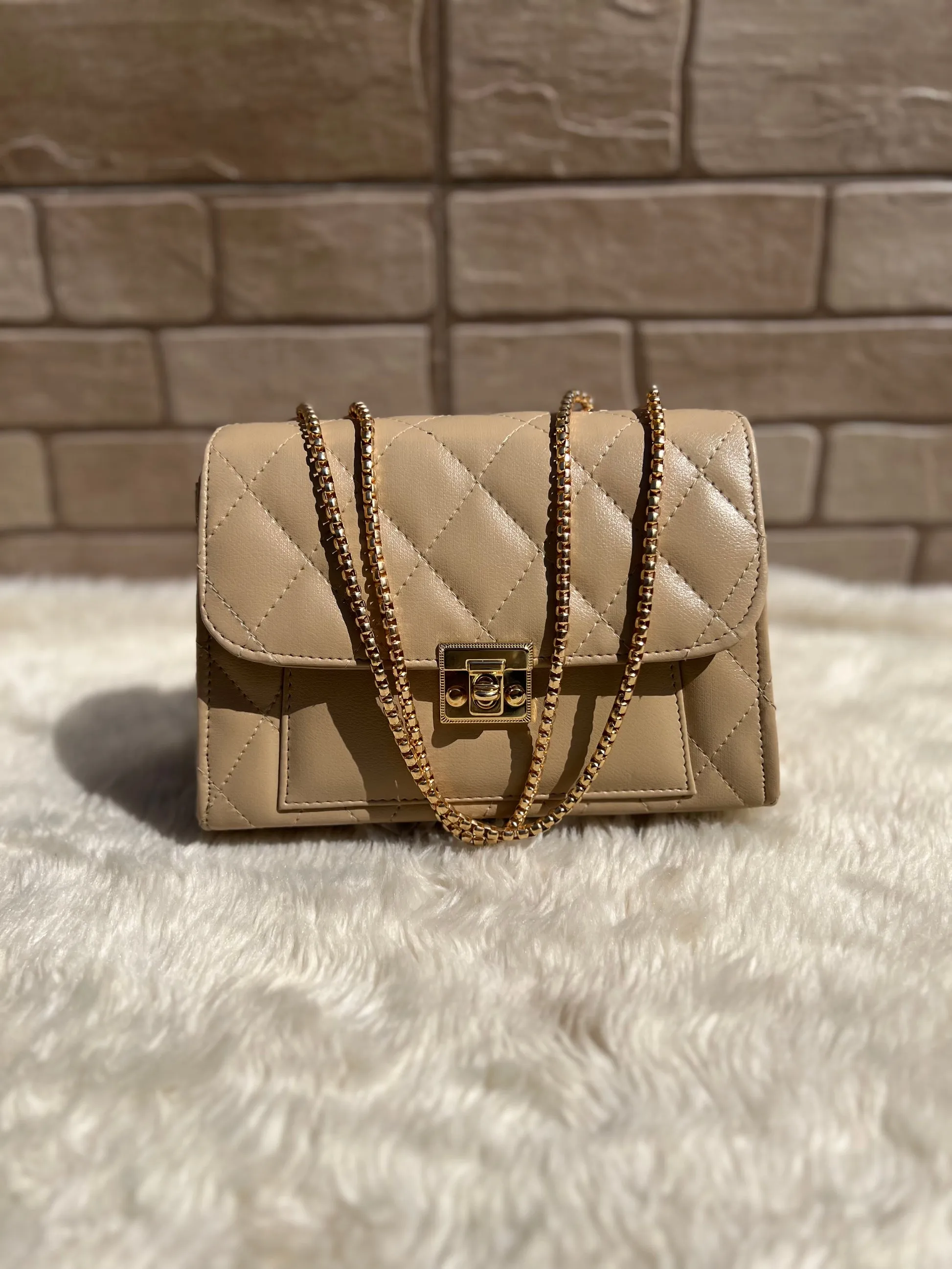 Cross body bag with golden chain