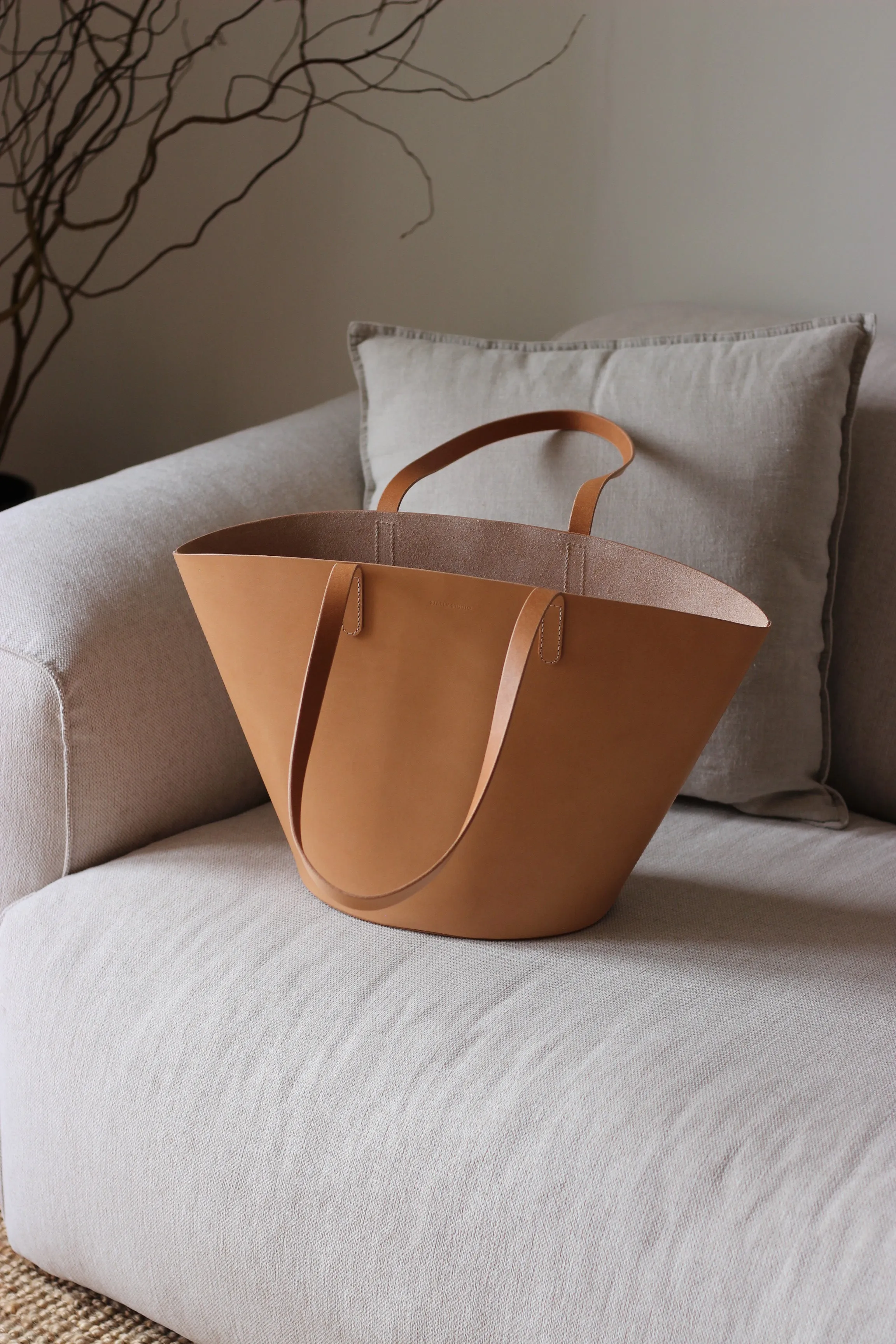 Curve tote bag natural