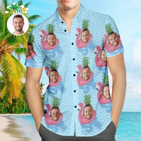 Custom Face Hawaiian Shirt Cool Flamingo Personalised Aloha Beach Shirt For Men