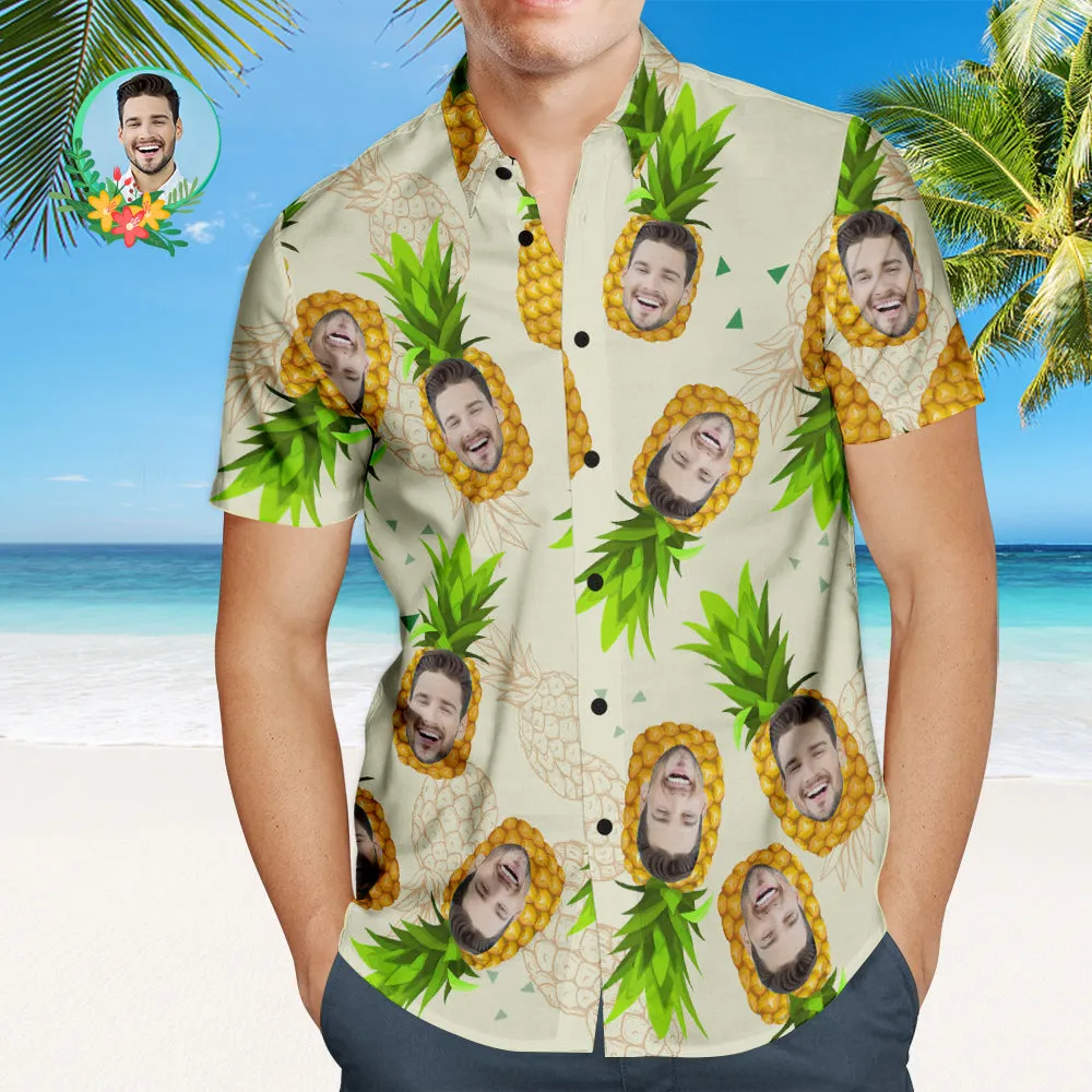 Custom Face Hawaiian Shirt Funny Pineapple Personalised Shirt with Your Photo