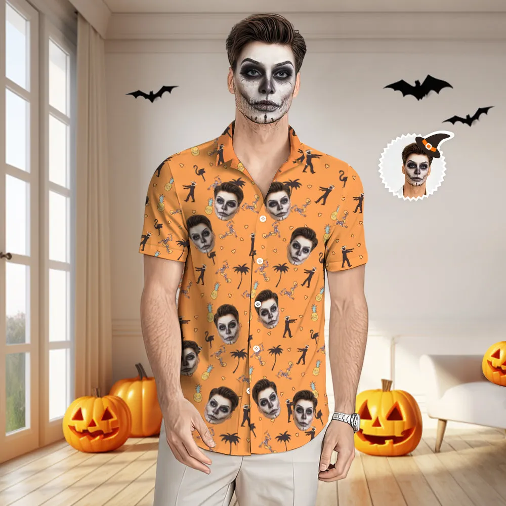 Custom Face Hawaiian Shirt Men's All Over Print Halloween Aloha Shirt Gift - Mummy