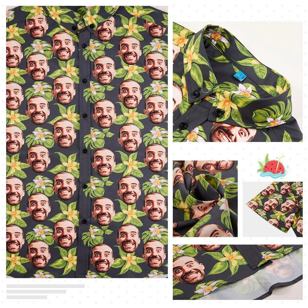 Custom Hawaiian Shirt Cat Face UK Flamingo