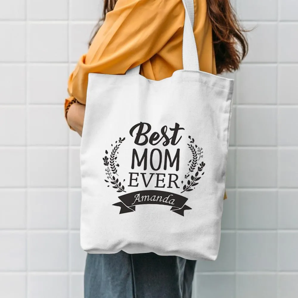 Custom Large Canvas Tote Beach Bag For Mom Personalised Heavy Duty Storage Handbag