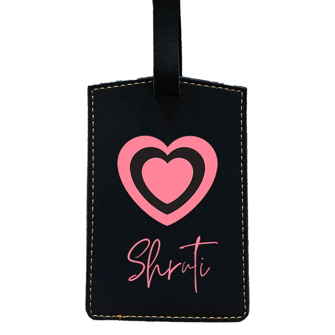 Custom Luggage Tags with Name PU Leather Bag Tags - Heart