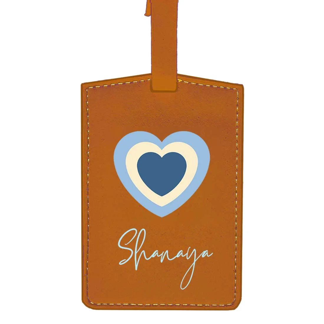 Custom Luggage Tags with Name PU Leather Bag Tags - Heart