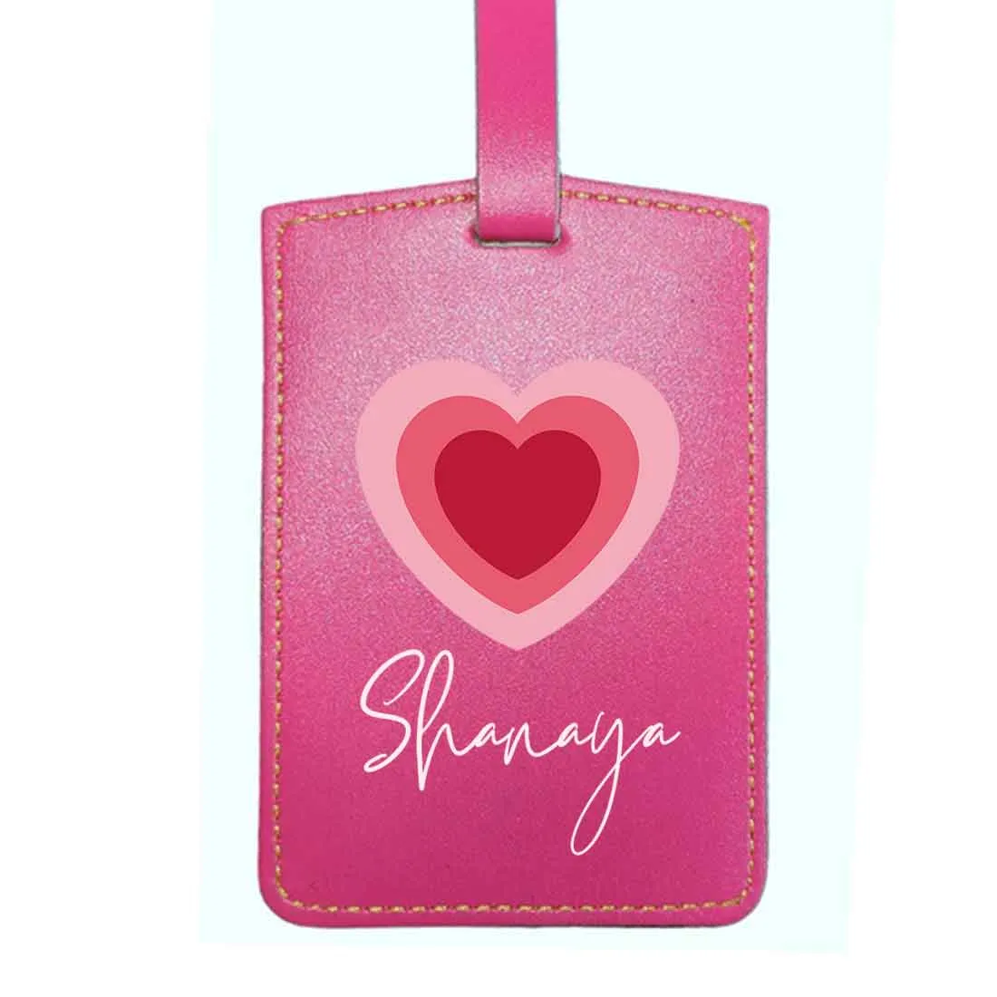 Custom Luggage Tags with Name PU Leather Bag Tags - Heart