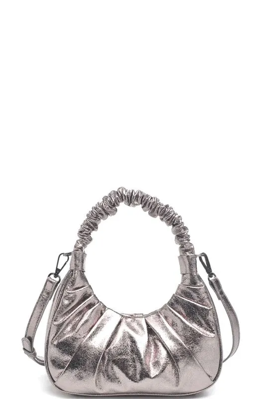 Dark Silver Vegan Leather Bright Crossbody Bag