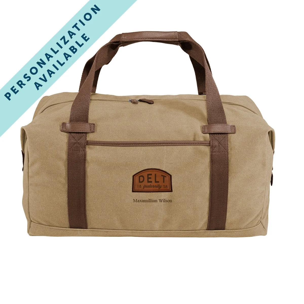 Delt Khaki Canvas Duffel With Leather Patch