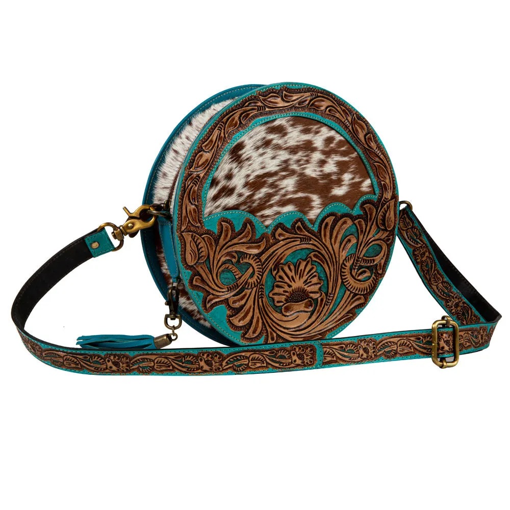 Desert Rain Hand-tooled Round Bag