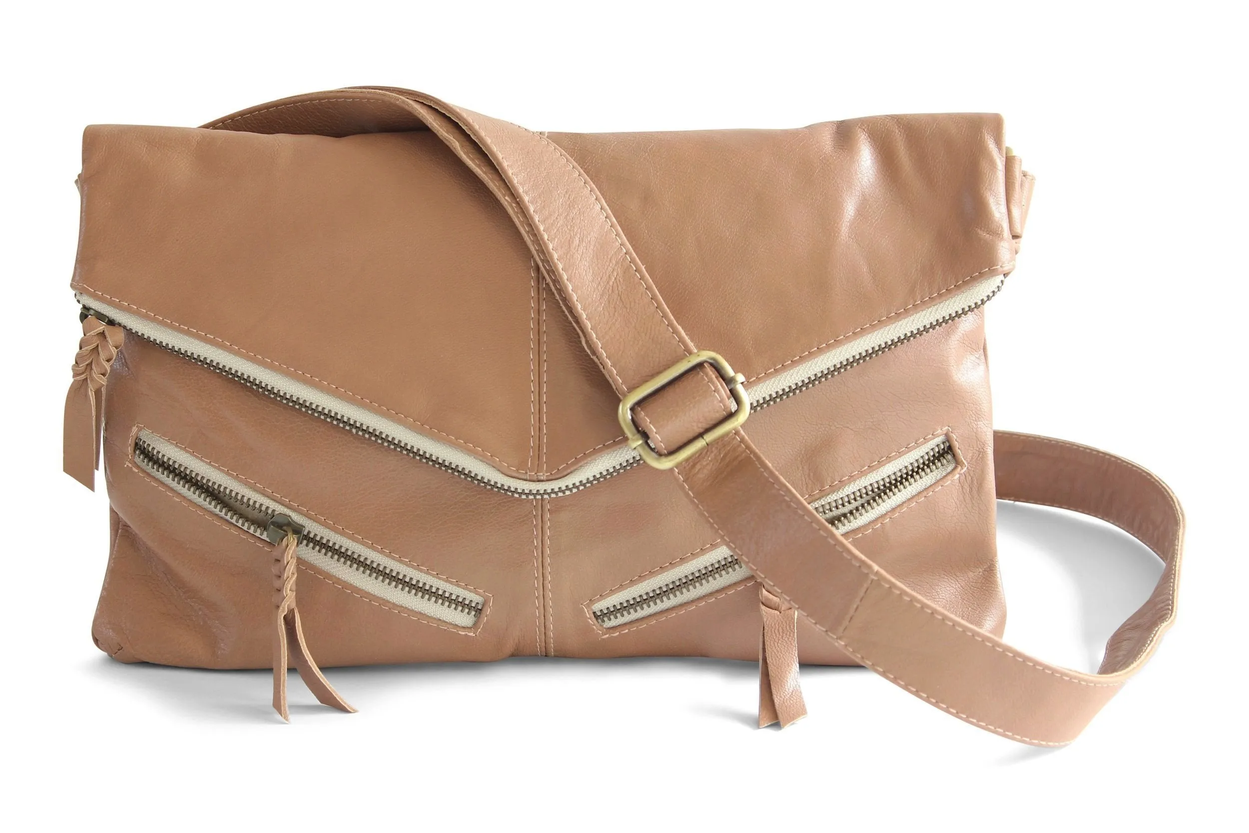 DINA LEATHER HANDBAG IN NUDE