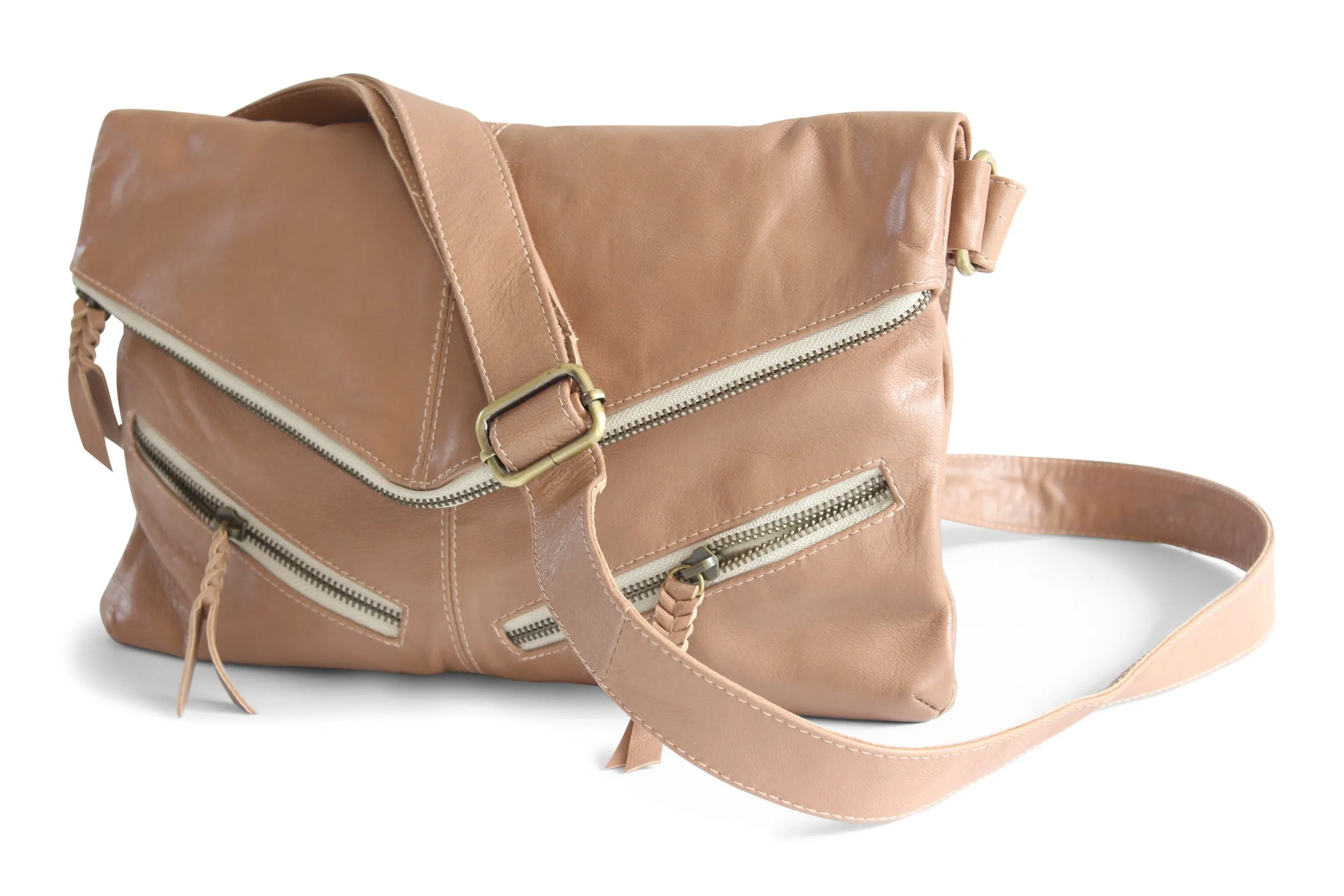 DINA LEATHER HANDBAG IN NUDE