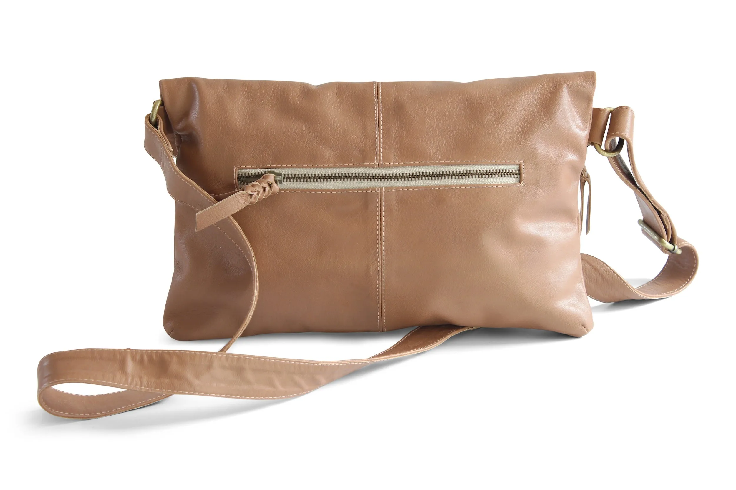 DINA LEATHER HANDBAG IN NUDE