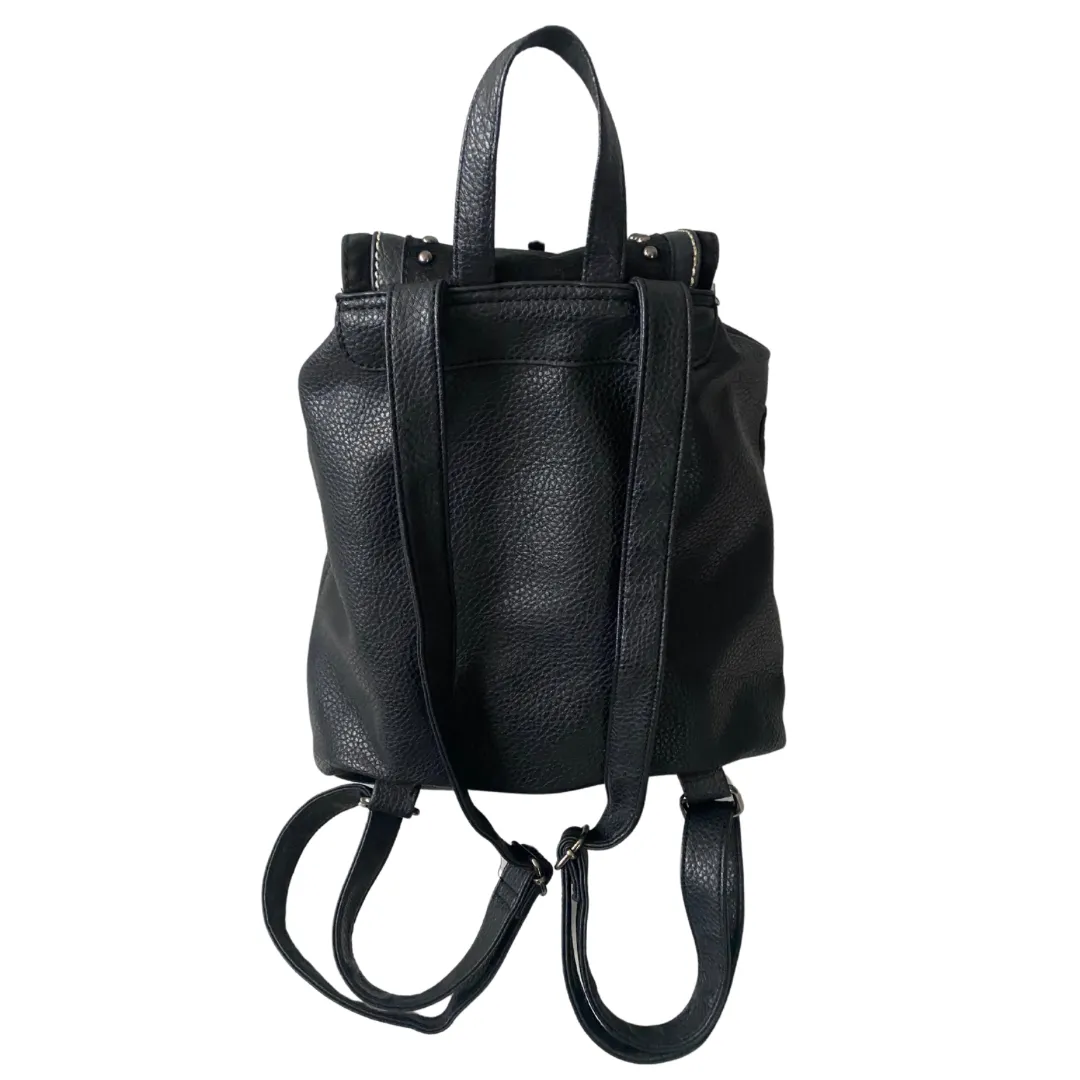 Drawstring PU Backpack Black