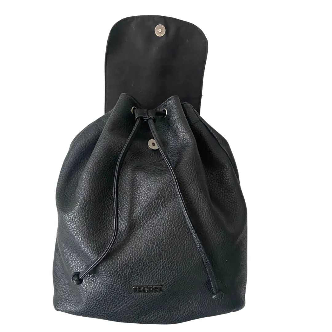 Drawstring PU Backpack Black