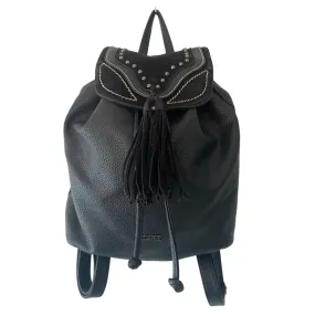 Drawstring PU Backpack Black