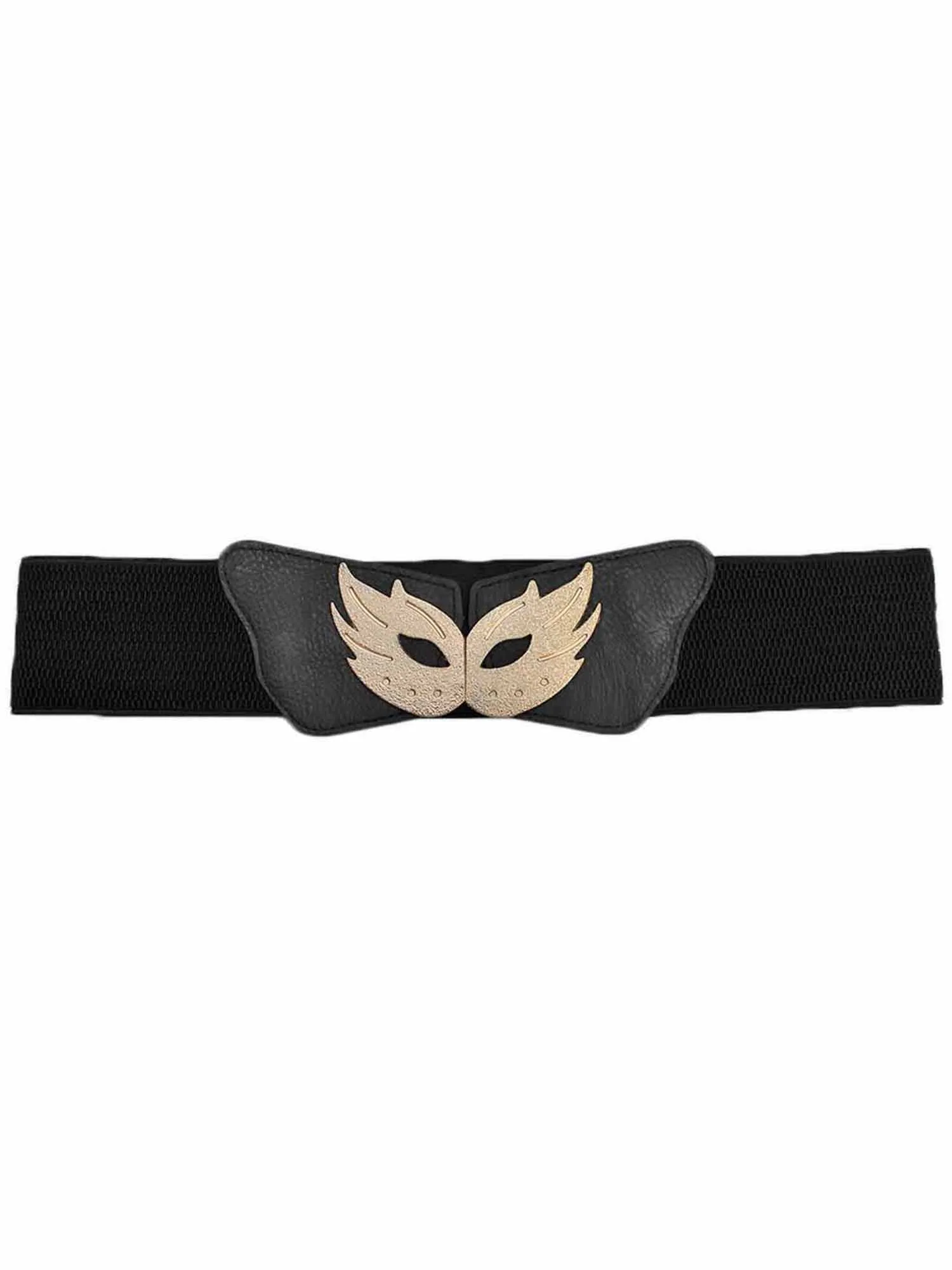 Elastic Belt With Gold Mask Buckle