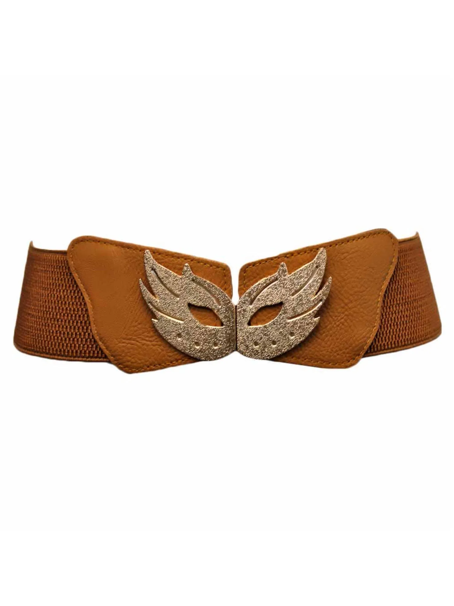 Elastic Belt With Gold Mask Buckle