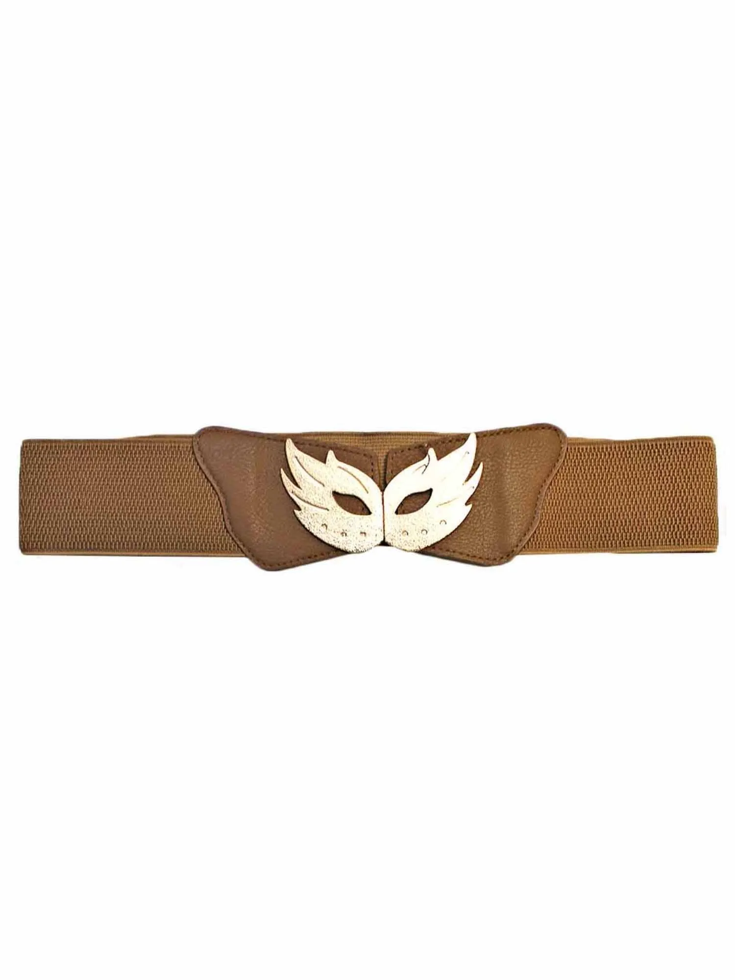 Elastic Belt With Gold Mask Buckle