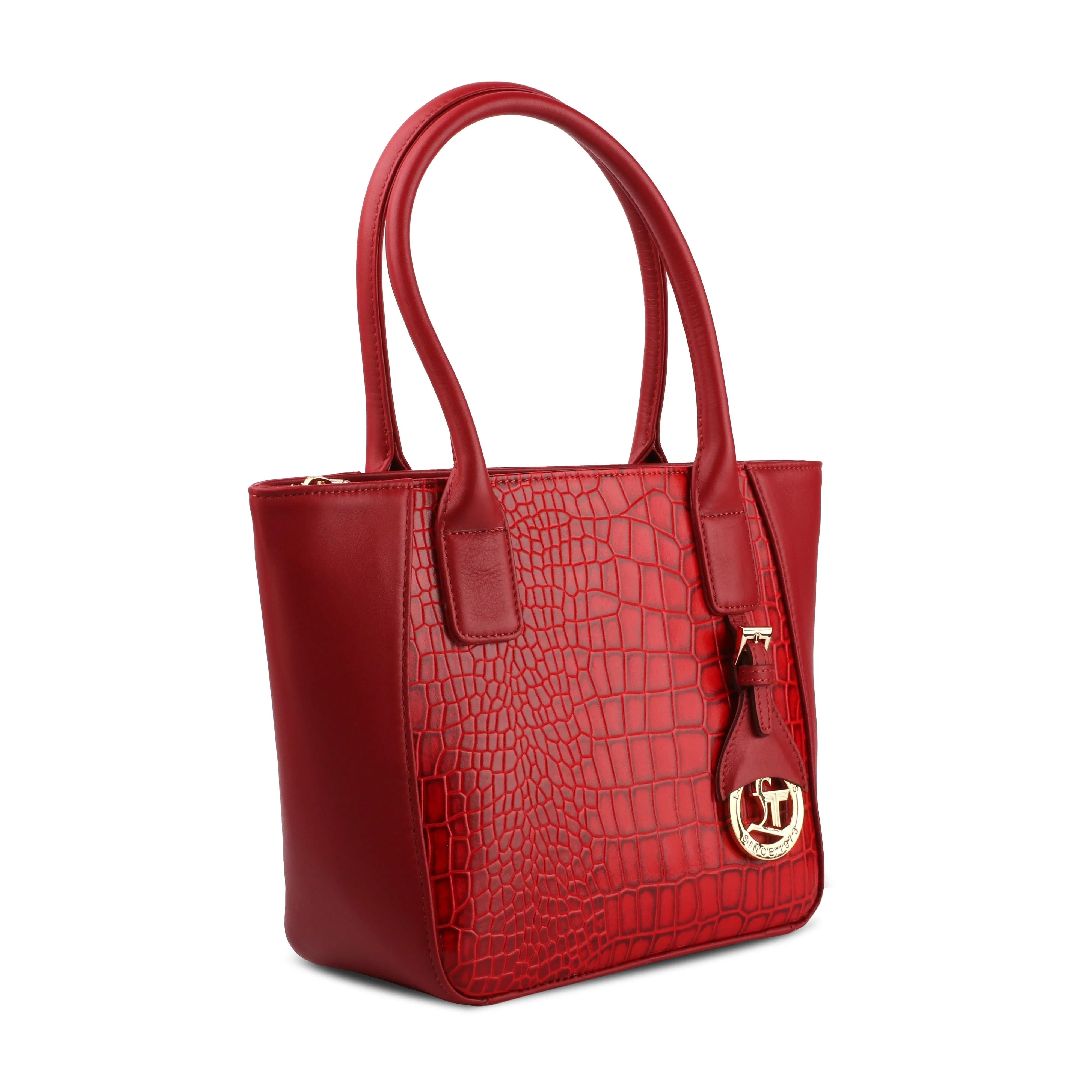 Elvis Tote (Mini) | Leather Tote Bag For Women | 100% Genuine Leather | Color: Red & Brown