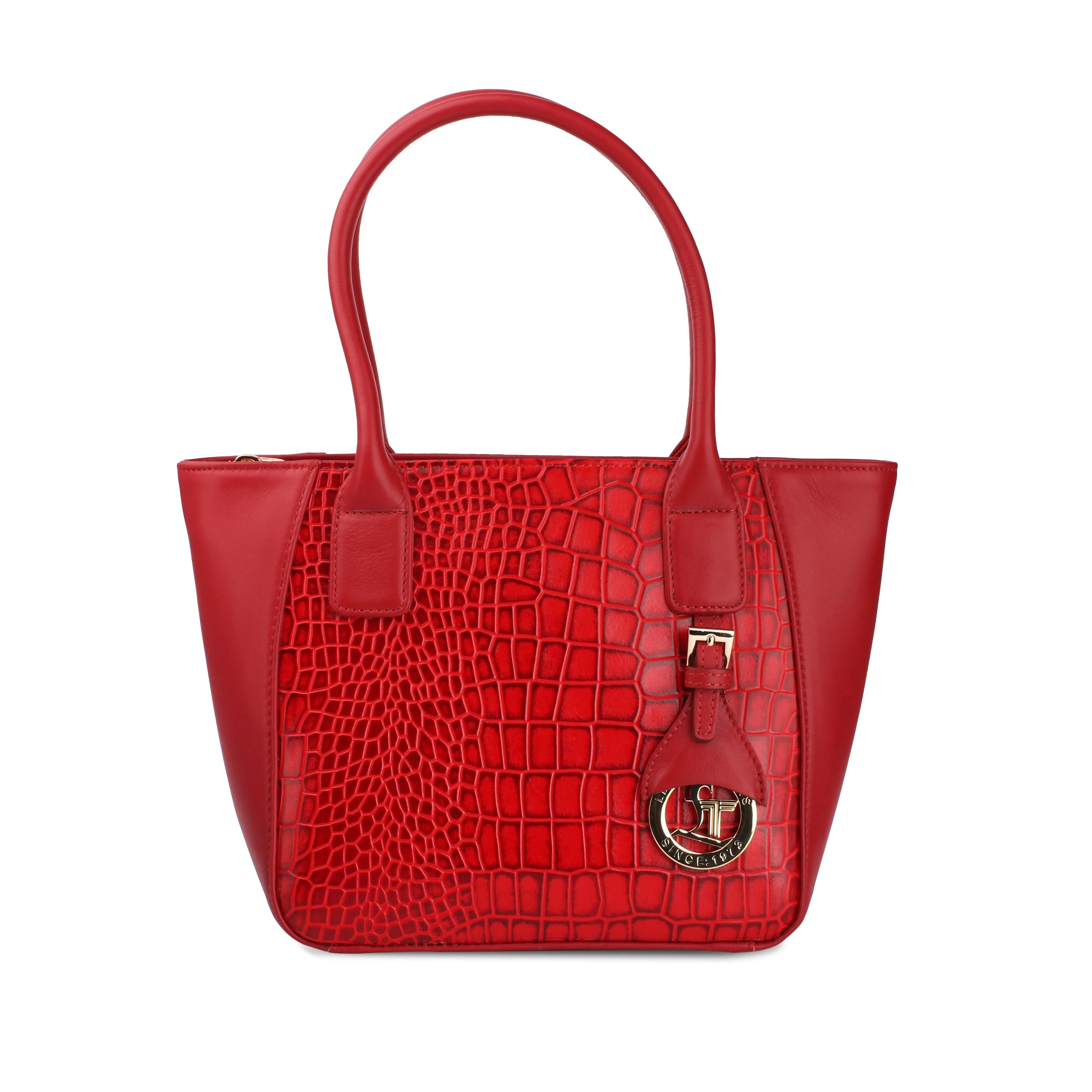 Elvis Tote (Mini) | Leather Tote Bag For Women | 100% Genuine Leather | Color: Red & Brown