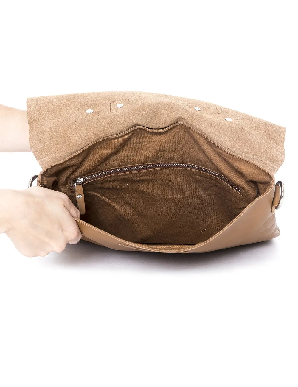 Enter Leather Messenger Tote in Tan