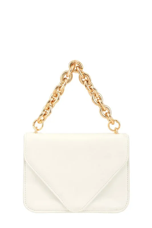 Envelope Style Chain Handle Crossbody Bag