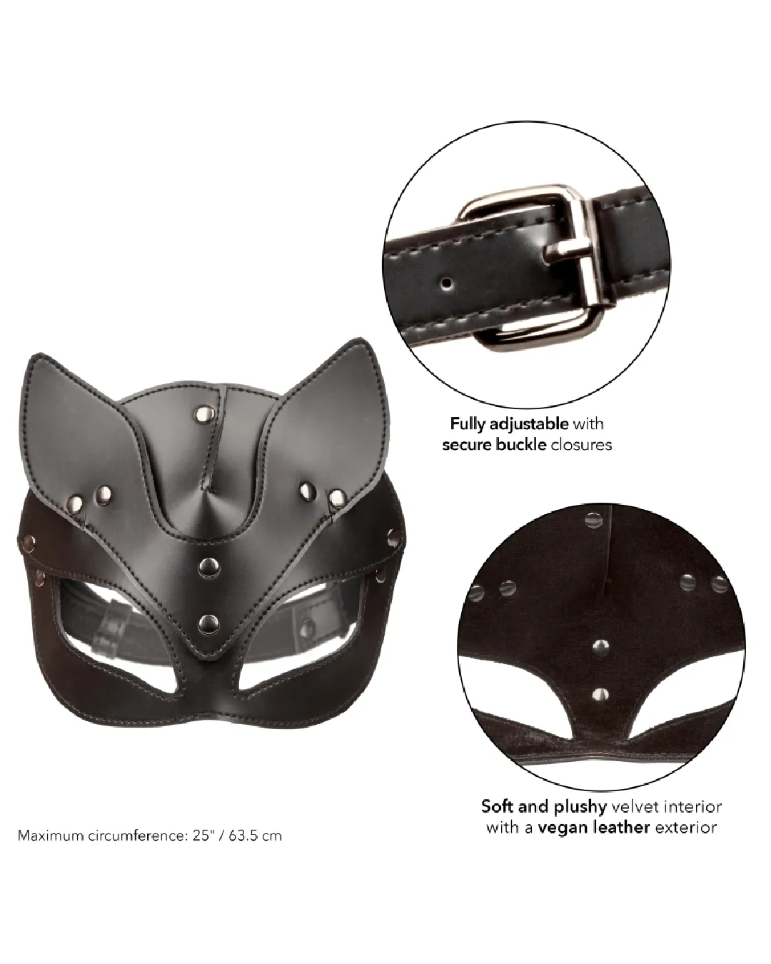 Euphoria Sexy Cat Mask in Vegan Leather