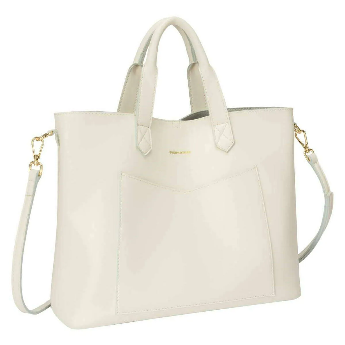 Every Other Front Pocket Soft Tote Bag - Off-White