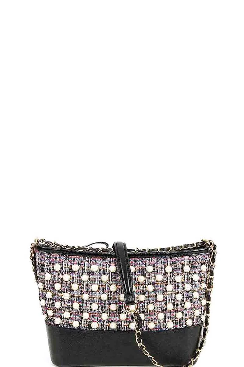 Fashion Multi Pearl Modern Crossbody Bag