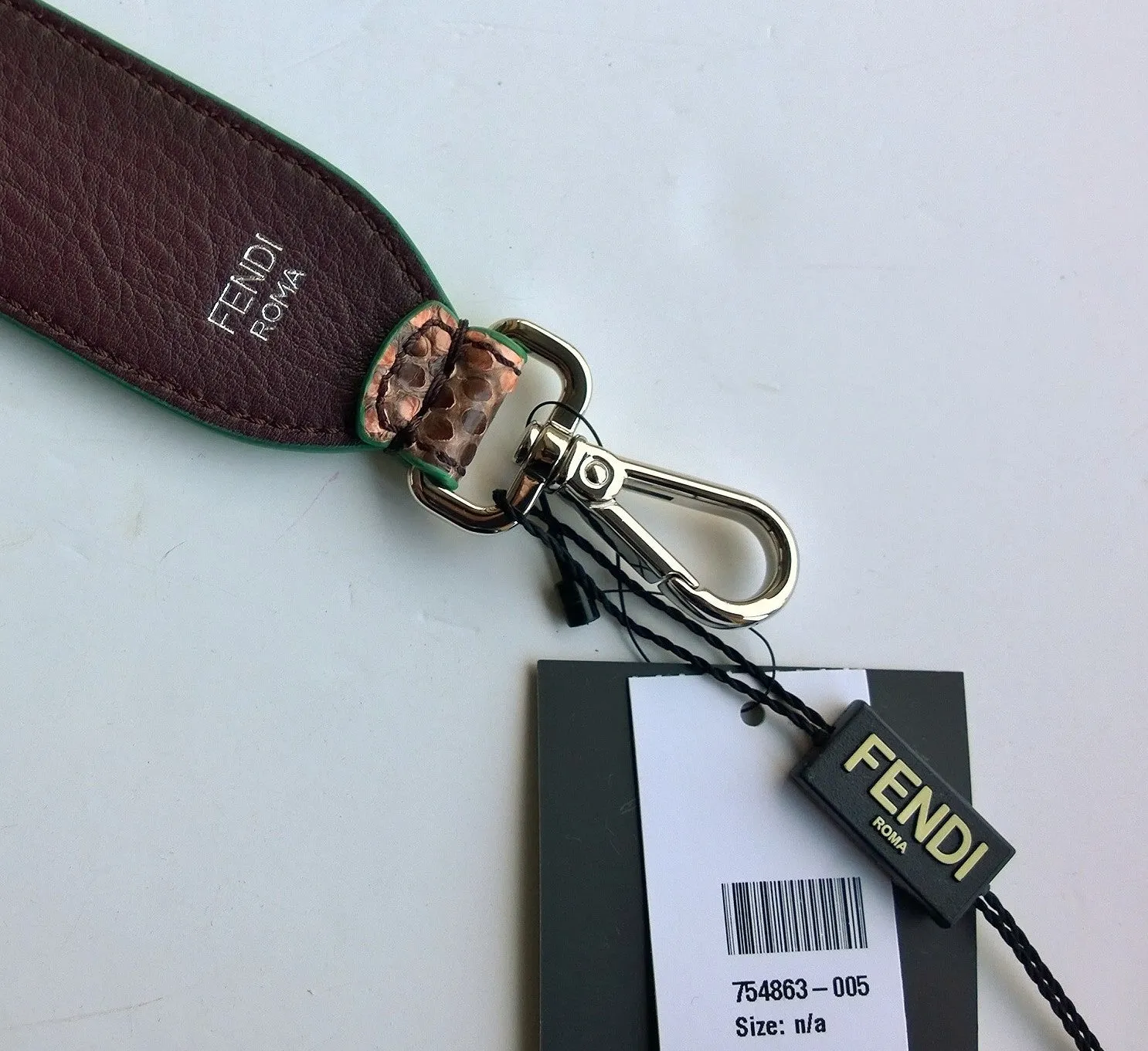 Fendi Apricot Pink Python Dark Brown Detachable Bag Strap Sale New